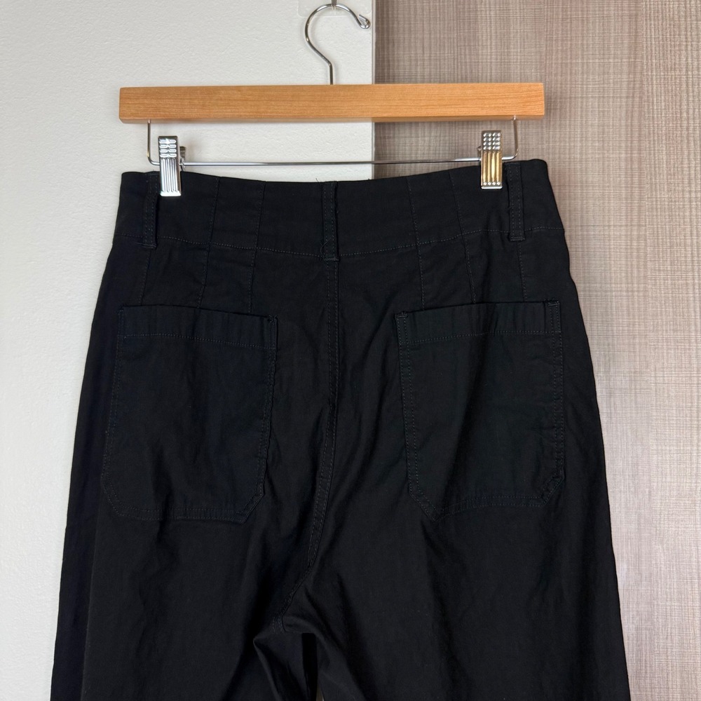 Maeve Anthropologie Black Colette Magic Fabric Crop Wide Leg Pants Linen Size 30 - Picture 8 of 11